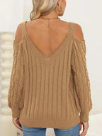 Cable-knit Heart V-neck Sweater (8)