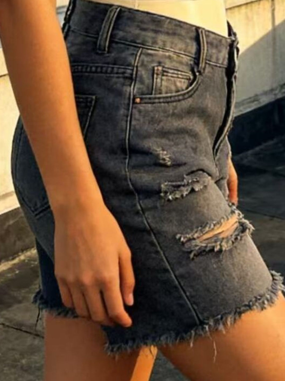 Full Size Ripped Frayed Hem Denim Shorts Plus (3)