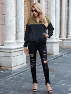 Pocketed Block Quarter Zip Hoodie (5)