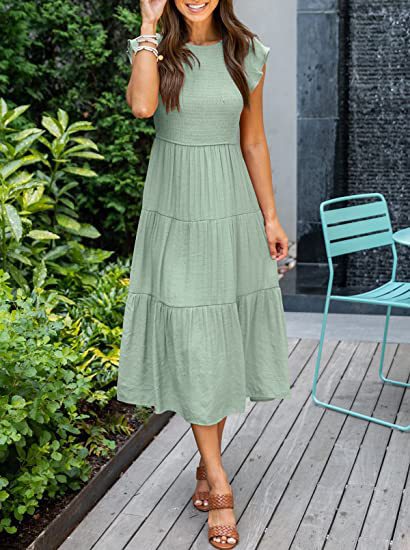 Bohemian Midi Short Sleeve Dress variant CJLY208410013MN|CJLY208410014NM|CJLY208410015OL|CJLY208410016PK