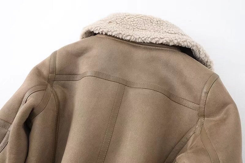 Fleece Autumn Winter Suede Fur Jacket Motorcycle photo 4