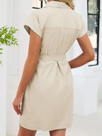 Button Front Short Sleeve Dress (10)