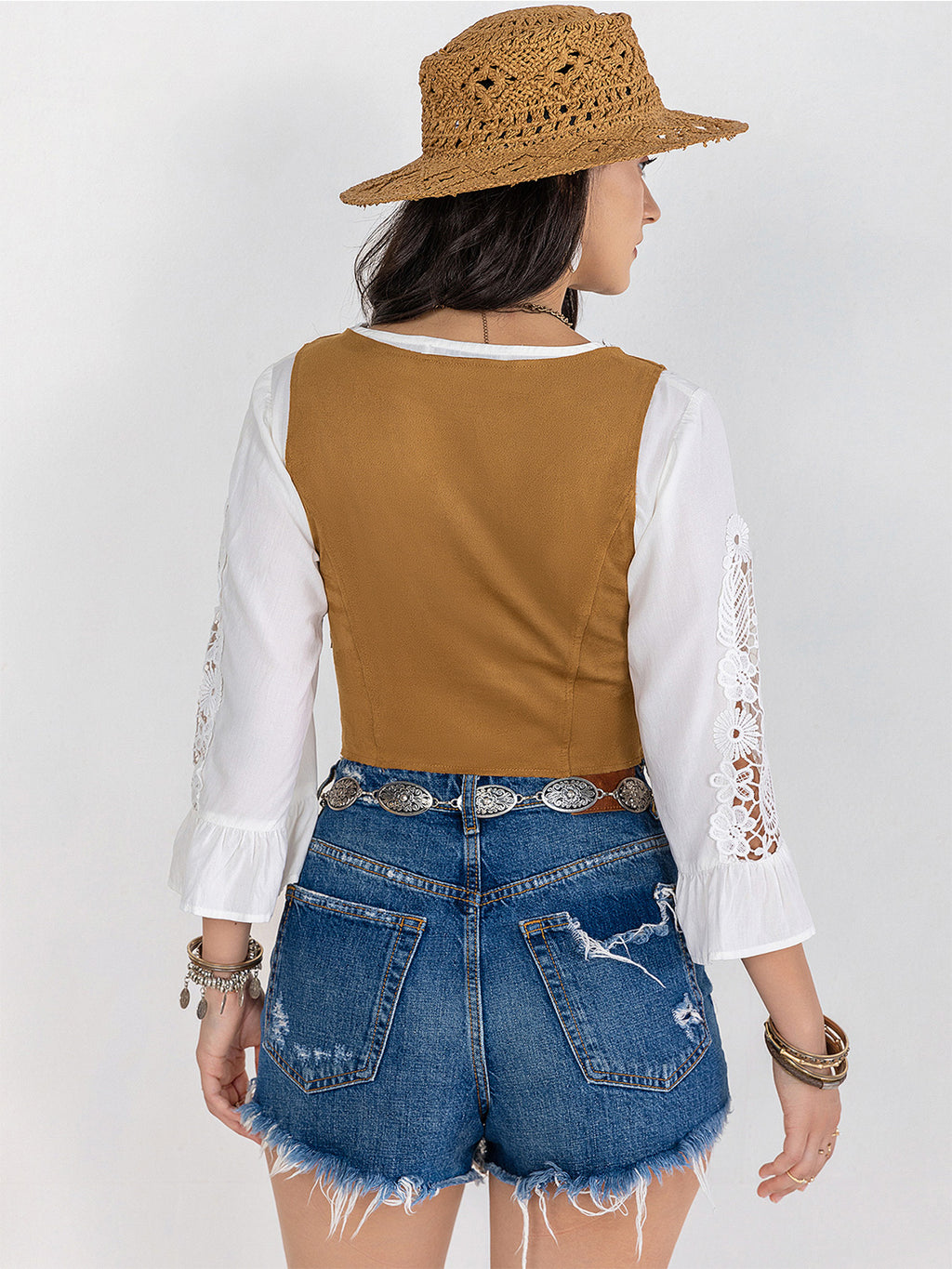 Fringe Lace-up Vest (2)