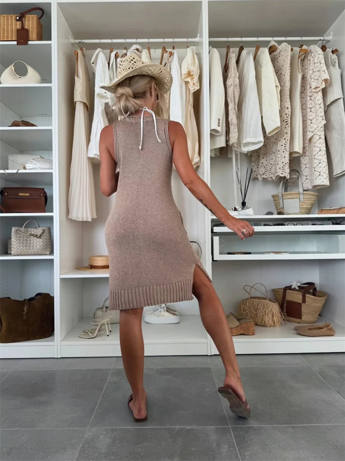Ribbed Hem V-neck Sweater Dress (10)