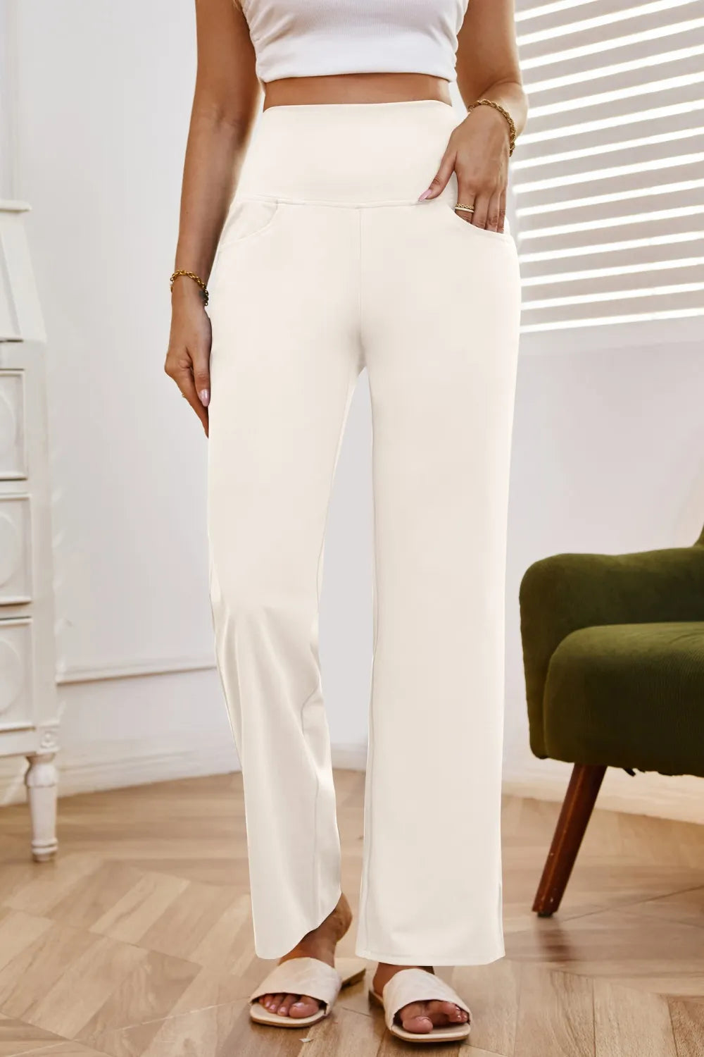 High Waist Wide Leg Pants Pockets (19)
