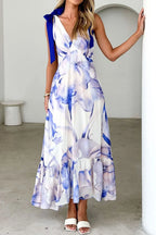Printed V-neck Tie Shoulder Midi Cami Dress (27)