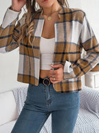 Plaid Open Front Long Sleeve Jacket (12)