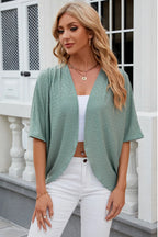 Eyelet Open Front Half Sleeve Cardigan (23)