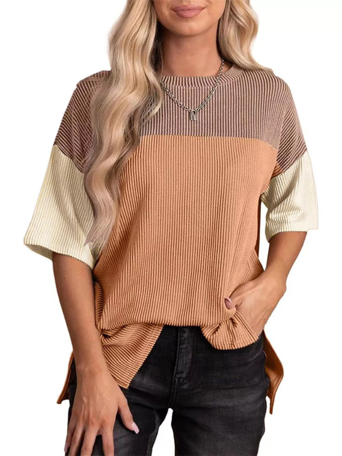 Block Half Sleeve Top (7)