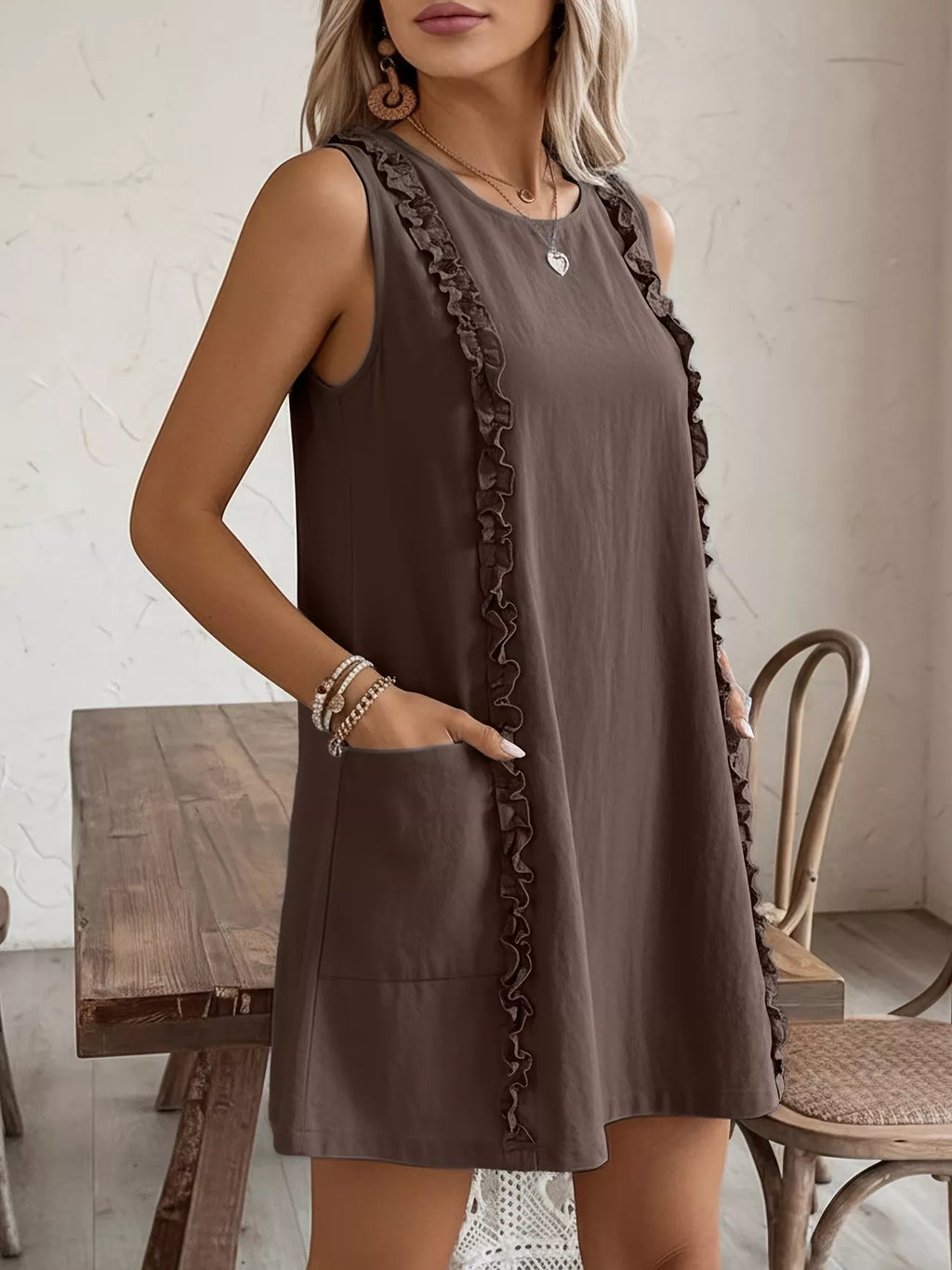Frill Sleeveless Round Neck Dress (14)