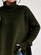 Turtleneck High-low Hem Sweater (13)