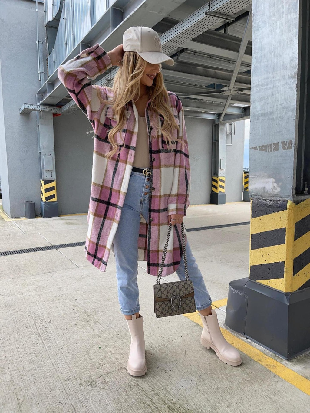 Plaid Collared Neck Longline Shirt (4)