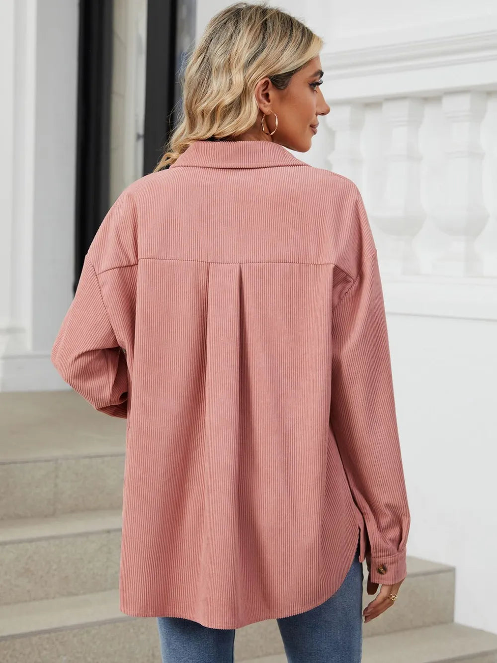 Button Up Dropped Shoulder Long Sleeve Outerwear (24)