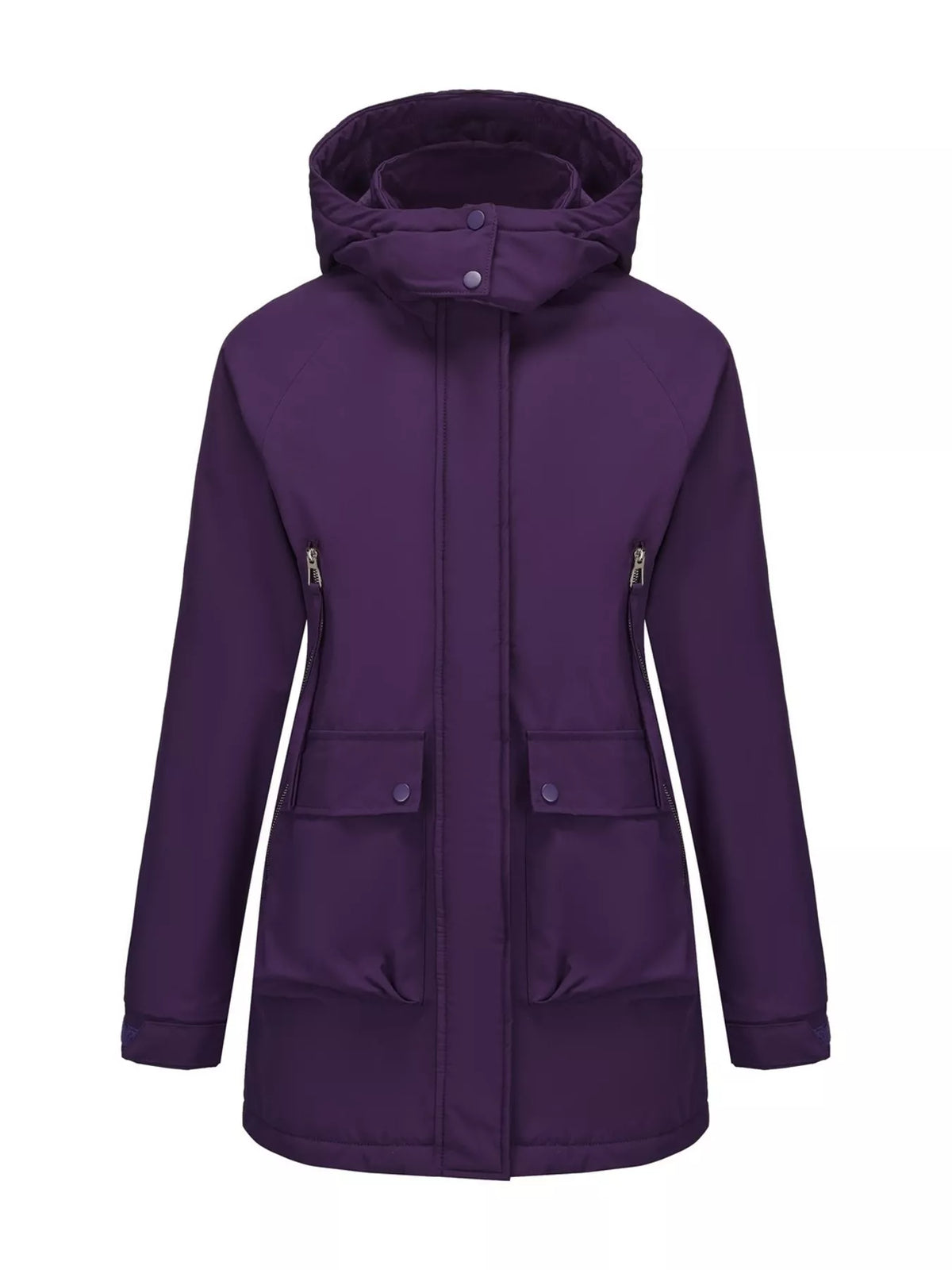 Full Size Zip Up Hooded Parka Outerwear Plus (32)