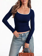 Contrast Trim Long Sleeve Top (22)