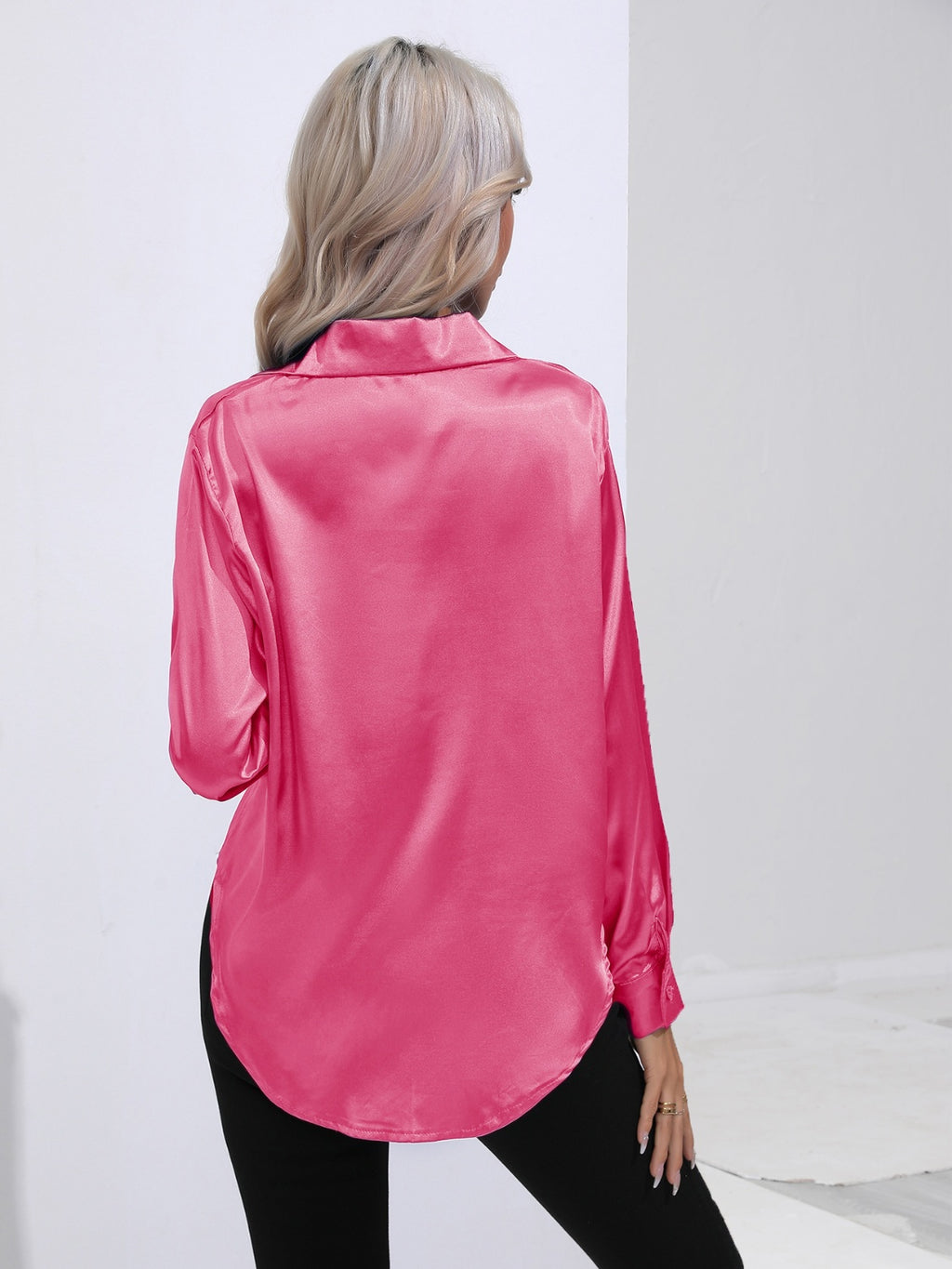 Collared Neck Buttoned Long Sleeve Shirt (2)