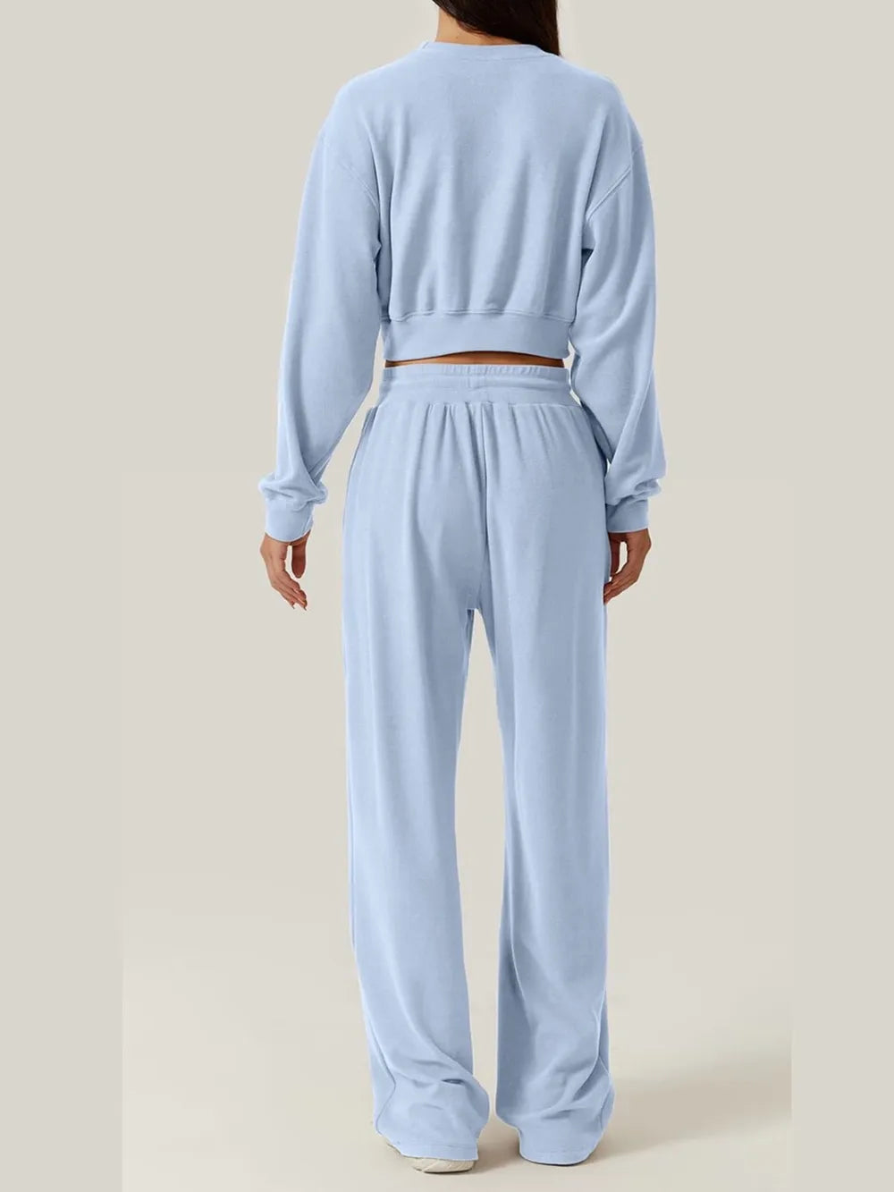 Crisscross Round Neck Top Drawstring Pants Set (18)