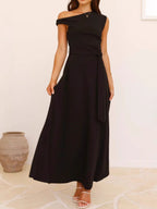 Single Shoulder Tie Waist Maxi Dress (5)