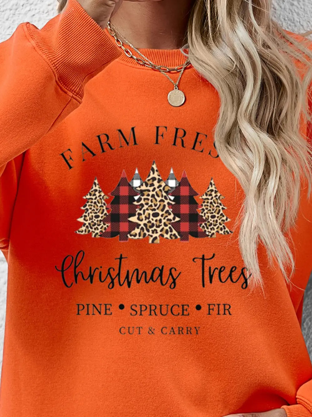 Graphic Round Neck Long Sleeve Sweatshirt (26)