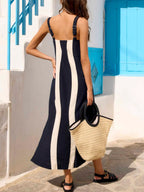 Striped Wide Strap Midi Dress (3)