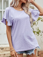 Round Neck Flutter Sleeve Blouse (12)