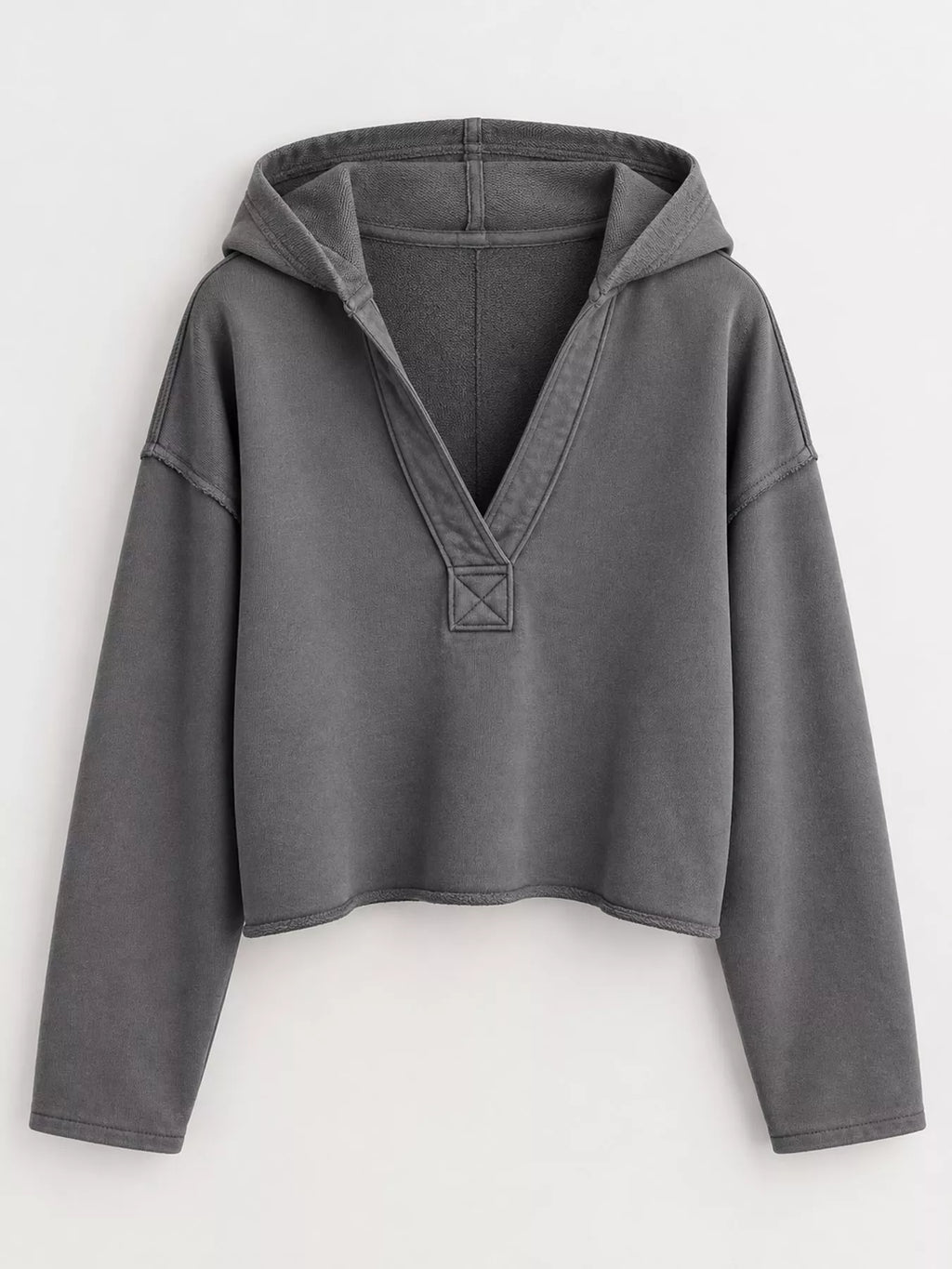 Dropped Shoulder Cropped Hoodie (23)