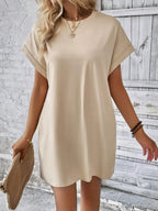 Pocketed Round Neck Short Sleeve Dress (17)