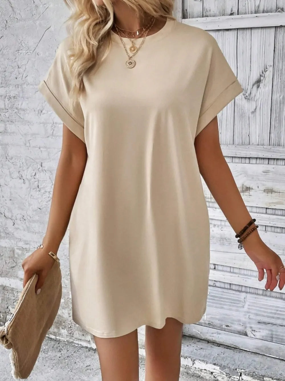 Pocketed Round Neck Short Sleeve Dress (17)