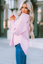 Striped Lantern Sleeve Collared Shirt (12)