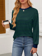 Striped Long Sleeve Casual T-shirt (26)