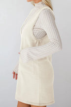 Pocketed V-neck Mini Sweater Overall Dress (9)