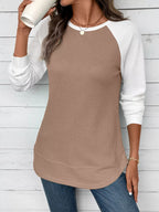 Waffle Knit Raglan Sleeve T-shirt (8)