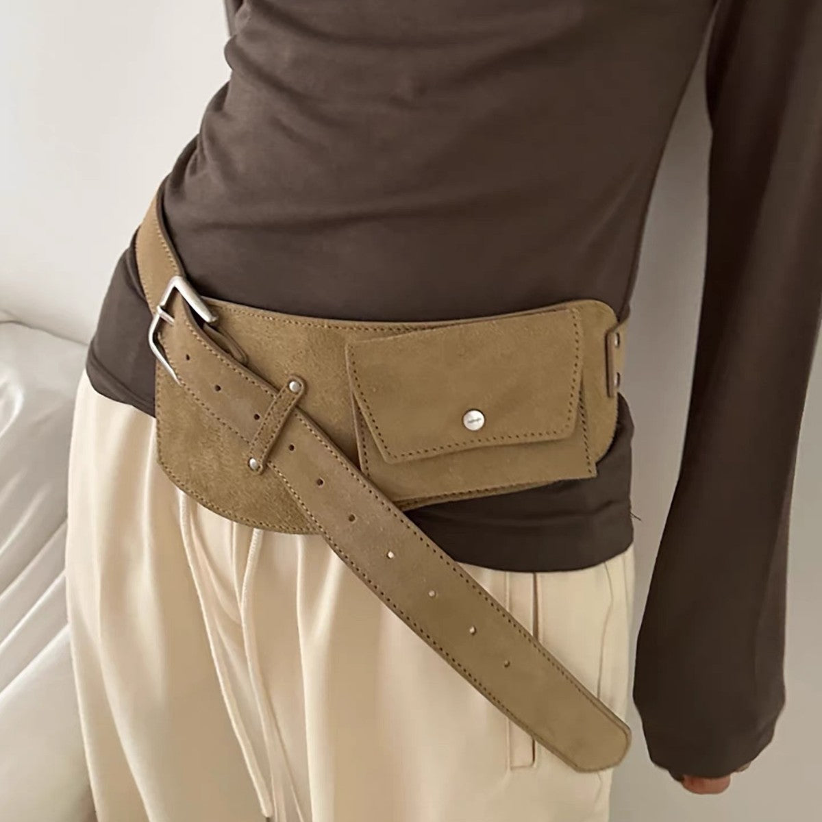 Retro Brown Suede Wide Belt photo 4