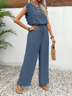 Lace Trim Round Neck Top Pants Set (4)