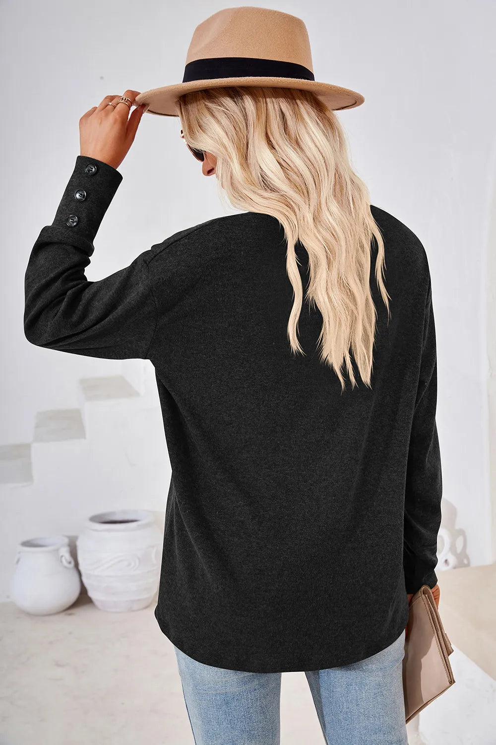 V-neck Dropped Shoulder T-shirt (16)