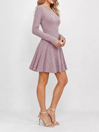 V-neck Ribbed Knit A-line Dress (24)