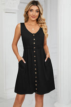 Buttoned Wide Strap Mini Dress (14)
