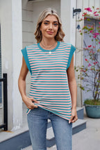 Contrast Striped Round Neck T-shirt (16)