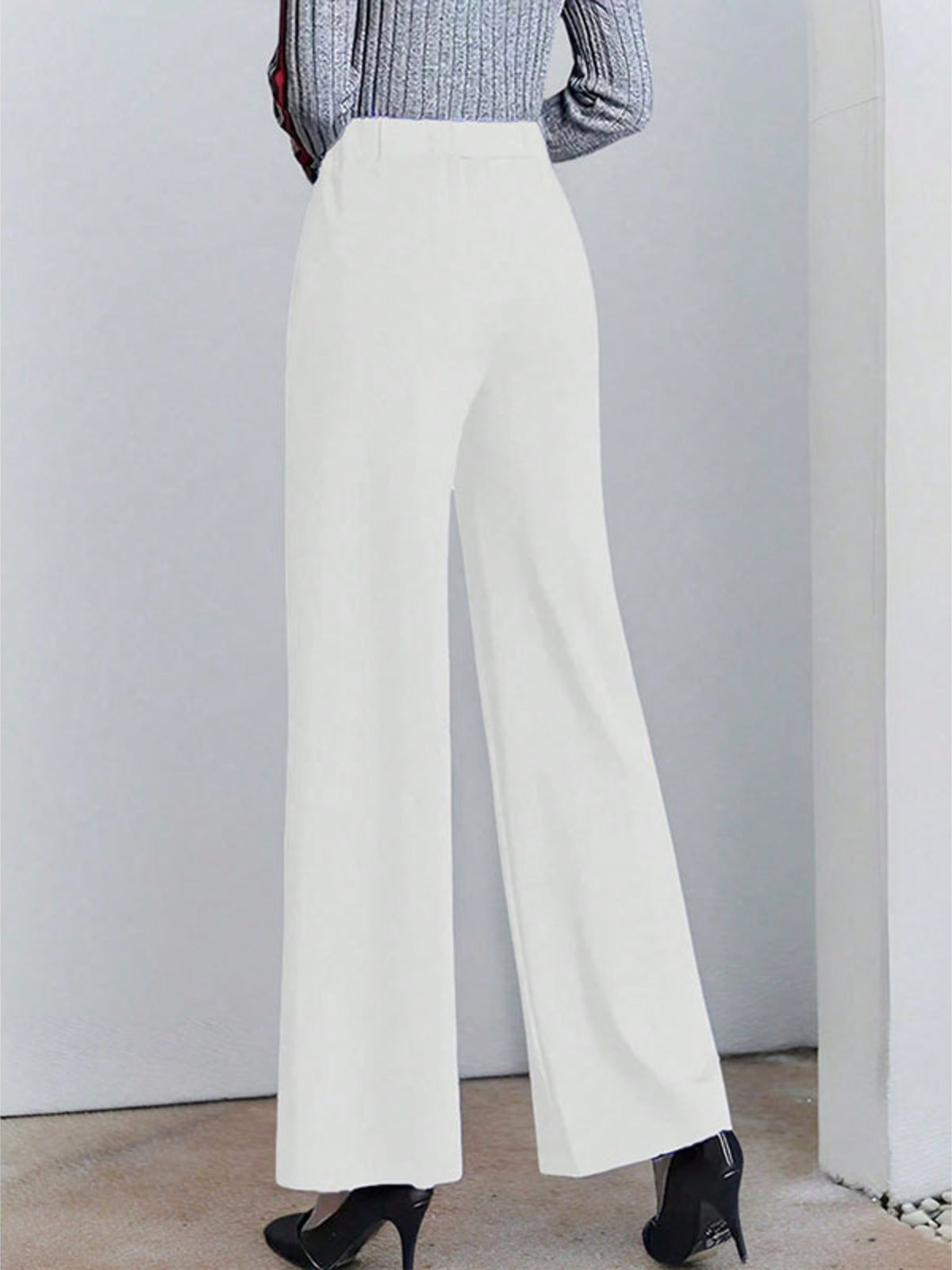 High-waisted Wide Leg Pants Elegant Center-seam Tailoring (16)