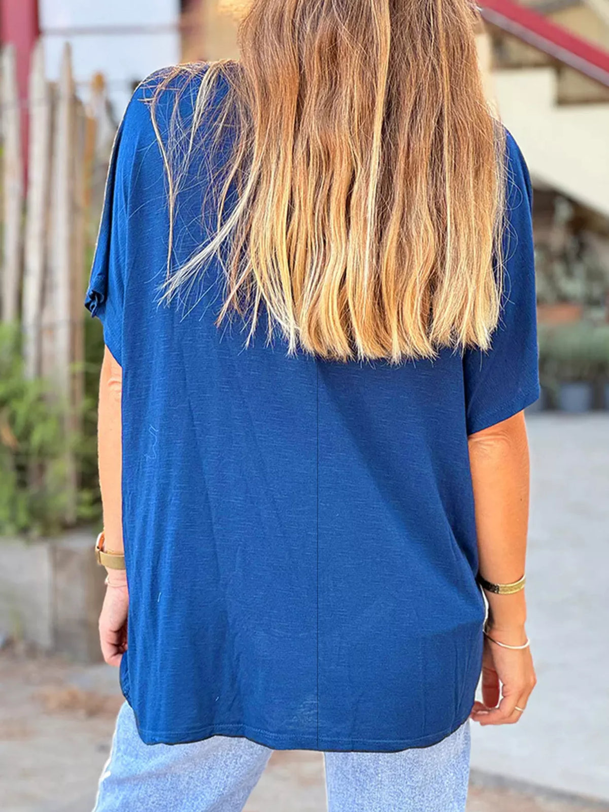 Casual V-neck Relaxed Fit T-shirt (13)