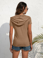Half-zip Short Sleeve Hooded Top (6)