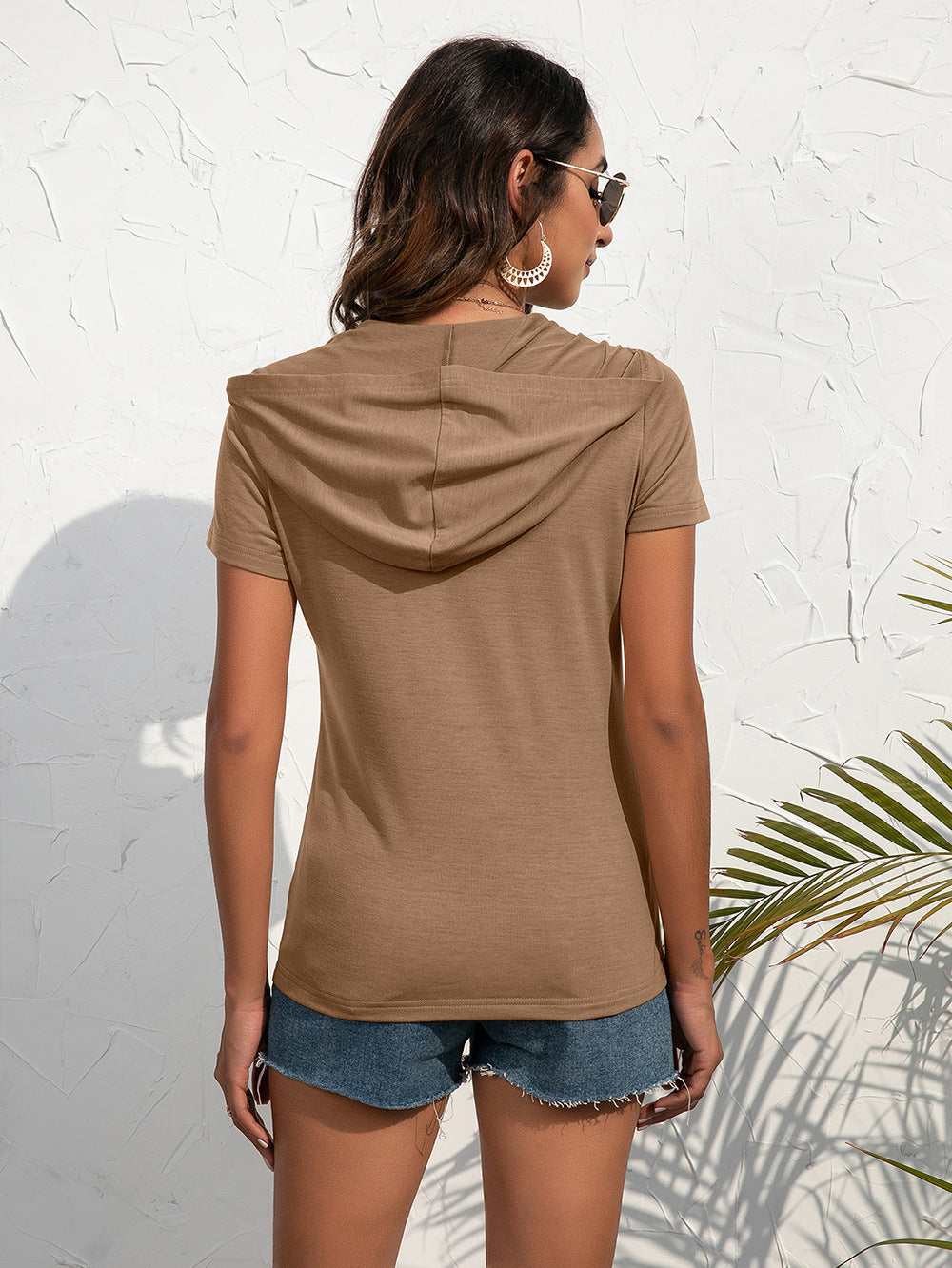 Half-zip Short Sleeve Hooded Top (6)