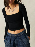 Square Neck Long Sleeve T-shirt (5)
