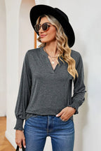 Notched Lantern Sleeve T-shirt (23)