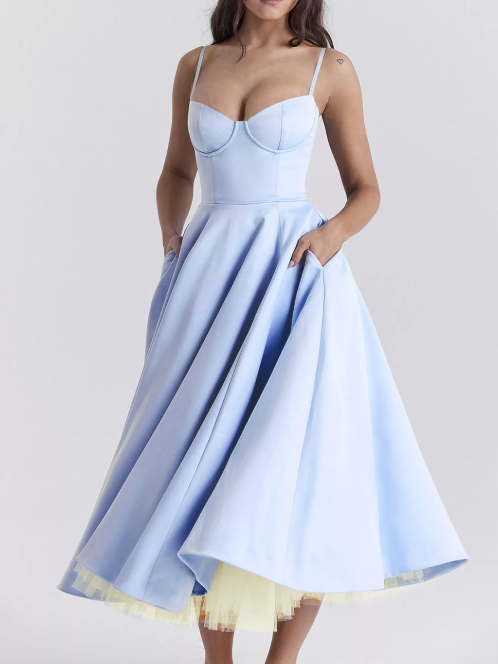 Sweetheart Neck A-line Midi Dress (9)
