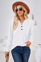Notched Button Detail Long Sleeve T-shirt (4)