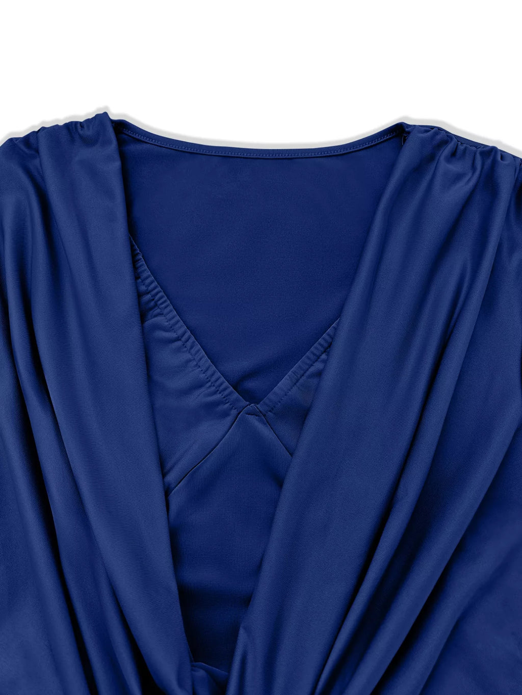 Draped V-neck Long Sleeve Bodycon Mini Dress (20)
