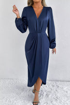 Satin Balloon Sleeve Midi Dress (8)