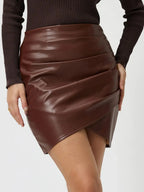 Ruched Asymmetrical Hem Skirt (5)