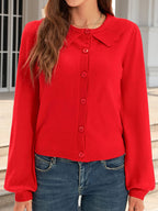 Collared Long Sleeve Button Down Cardigan (3)
